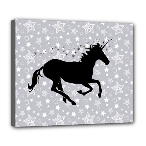 Unicorn On Starry Background Deluxe Canvas 24  X 20  (framed) by StuffOrSomething