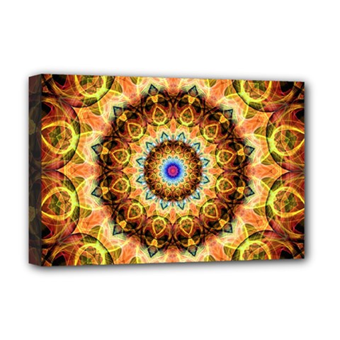 Ochre Burnt Glass Deluxe Canvas 18  X 12  (framed) by Zandiepants