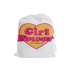 Girl Power Heart Shaped Typographic Design Quote Drawstring Pouch (large) by dflcprints