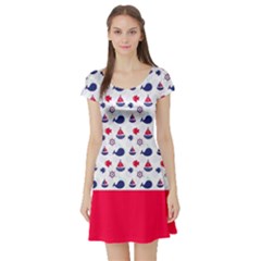 Nautical Sea Pattern Short Sleeved Skater Dress by StuffOrSomething