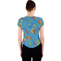 Colorful shapes on a blue background Crew Neck Crop Top View2