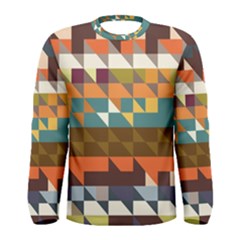 Shapes In Retro Colors Long Sleeve T-shirt (men) by LalyLauraFLM