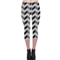 Modern Retro Chevron Patchwork Pattern  Capri Leggings  by GardenOfOphir