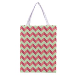 Mint Pink Modern Retro Chevron Patchwork Pattern Classic Tote Bag by GardenOfOphir