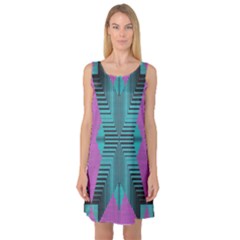 Tribal Purple Rhombus Sleeveless Satin Nightdress by LalyLauraFLM