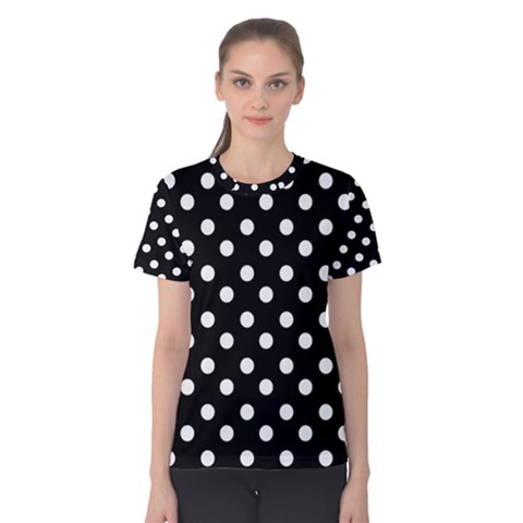 Black And White Polka Dots Women s Cotton Tees by GardenOfOphir