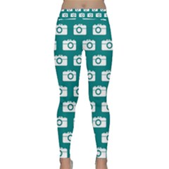 Modern Chic Vector Camera Illustration Pattern Yoga Leggings by GardenOfOphir