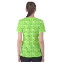 Lime Green And White Owl Pattern Women s Sport Mesh Tees View2