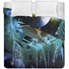 Funny Dolphin In The Universe Duvet Cover (king Size) by FantasyWorld7