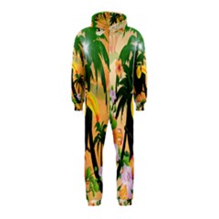 Cute Toucan With Palm And Flowers Hooded Jumpsuit (kids) by FantasyWorld7