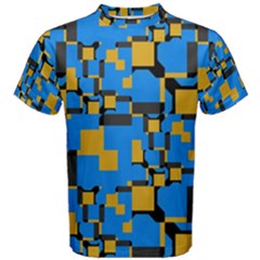 Blue Yellow Shapes Men s Cotton Tee by LalyLauraFLM