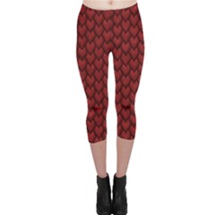 Red Reptile Skin Capri Leggings by trendistuff