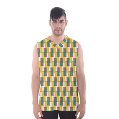 Connected Rectangles Pattern Men s Basketball Tank Top by LalyLauraFLM