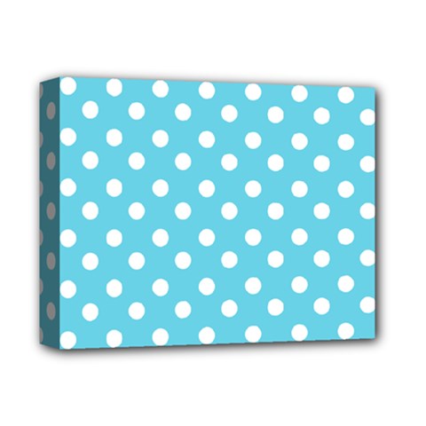 Sky Blue Polka Dots Deluxe Canvas 14  X 11 