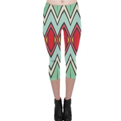 Rhombus And Chevrons Pattern Capri Leggings by LalyLauraFLM