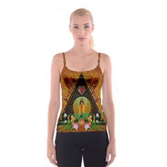 Surfing, Surfboard With Flowers And Floral Elements Spaghetti Strap Tops by FantasyWorld7