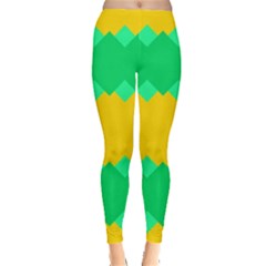 Green Rhombus Chains Leggings by LalyLauraFLM