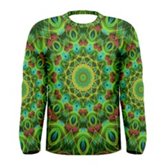 Peacock Feathers Mandala Men s Long Sleeve Tee by Zandiepants