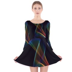 Abstract Rainbow Lily, Colorful Mystical Flower  Long Sleeve Velvet Skater Dress by DianeClancy