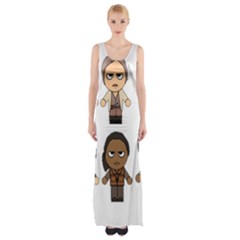 The Walking Dead   Main Characters Chibi   Amc Walking Dead   Manga Dead Maxi Thigh Split Dress by PTsImaginarium