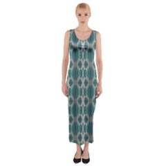 Tropical Blue Abstract Ocean Drops Fitted Maxi Dress by yoursparklingshop