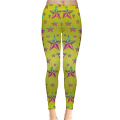 Flower Power Stars Leggings  by pepitasart