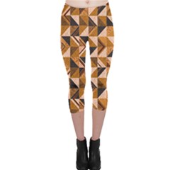 Brown Tiles Capri Leggings  by FunkyPatterns