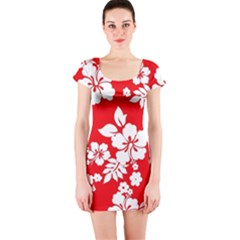 Red Hawaiian Short Sleeve Bodycon Dress by AlohaStore