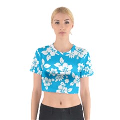 Light Blue Hawaiian Cotton Crop Top by AlohaStore