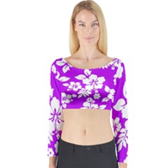 Purple Hawaiian Long Sleeve Crop Top by AlohaStore