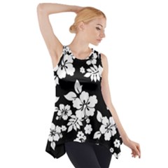 Black And White Hawaiian Side Drop Tank Tunic by AlohaStore