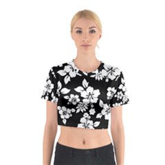 Black And White Hawaiian Cotton Crop Top by AlohaStore