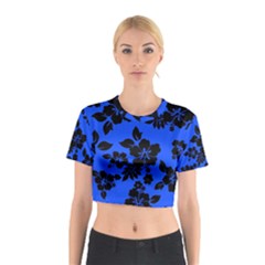 Dark Blue Hawaiian Cotton Crop Top by AlohaStore