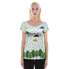 Birds In The Rain Women s Cap Sleeve Top by justynapszczolka