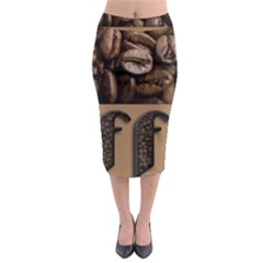 Funny Coffee Beans Brown Typography Midi Pencil Skirt by yoursparklingshop