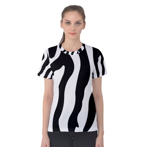 Zebra Horse Skin Pattern Black And White Women s Cotton Tee by picsaspassion