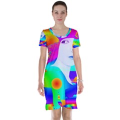 Abstract Color Dream Short Sleeve Nightdress by icarusismartdesigns