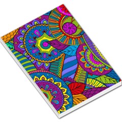 Pop Art Paisley Flowers Ornaments Multicolored Large Memo Pads by EDDArt