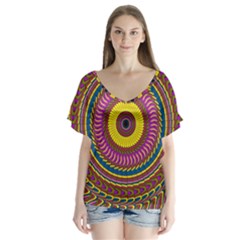 Ornament Mandala Flutter Sleeve Top by designworld65