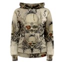 Awesome Skull With Flowers And Grunge Women s Pullover Hoodie View1