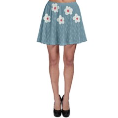 Cloudy Sky With Rain And Flowers Skater Skirt by CreaturesStore