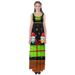 Cute Christmas Birds Empire Waist Maxi Dress by Valentinaart