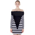 Black & White Stripes Big Triangle Long Sleeve Off Shoulder Dress View1