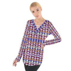 Ethnic Colorful Pattern Women s Tie Up Tee by dflcprintsclothing