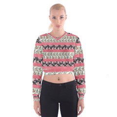 Cute Flower Pattern Women s Cropped Sweatshirt by Brittlevirginclothing