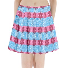 Pink Snowflakes Pattern Pleated Mini Skirt by Brittlevirginclothing