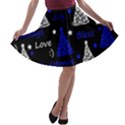 New Year pattern - blue A-line Skater Skirt View1