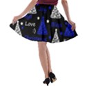 New Year pattern - blue A-line Skater Skirt View2