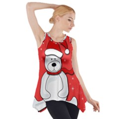 Polar Bear - Red Side Drop Tank Tunic by Valentinaart