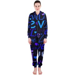 Blue Love Pattern Hooded Jumpsuit (ladies)  by Valentinaart